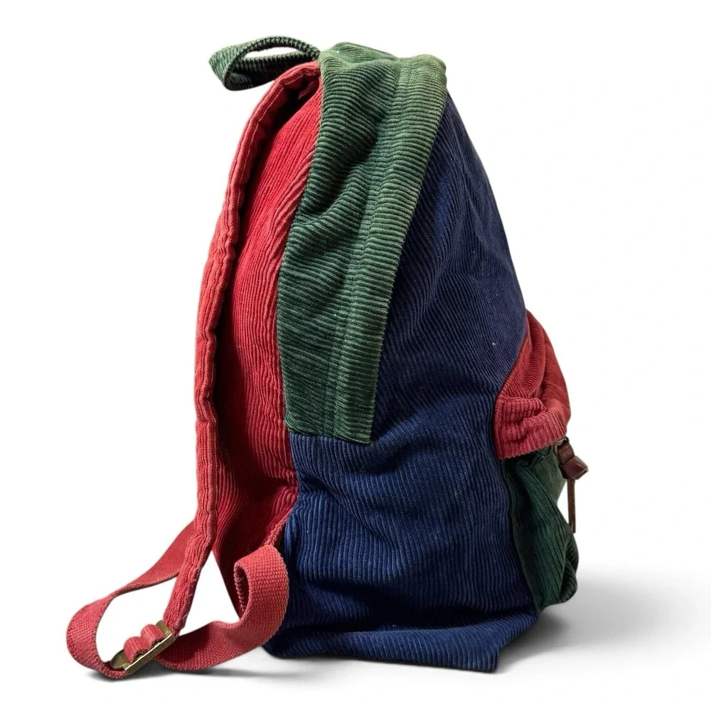 Polo Ralph Lauren Corduroy Colorblock Backpack Blue Red Green Laptop Travel Bag